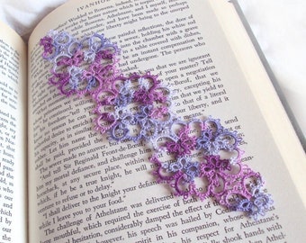 Ethereal Lilac and Purple Butterfly Bookmark in Tatting Lace - Version 1 - Janessa