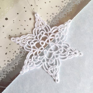 White Christmas Decoration Tatting Lace Snowflake Winter Wedding Decor Art Deco Annabelle Made To Order image 1