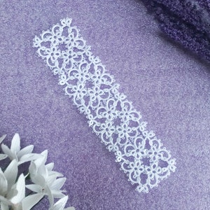 White Lace Bookmark - Art Nouveau Floral Tatting - Intricate Tatted Lace Book Marker - Wedding Favour - Janessa Version 3