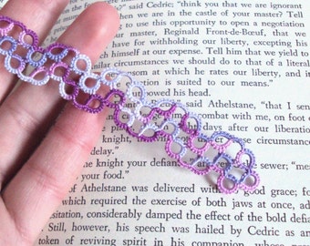 Geometric Purples Lace Bookmark in Tatting - Chiara