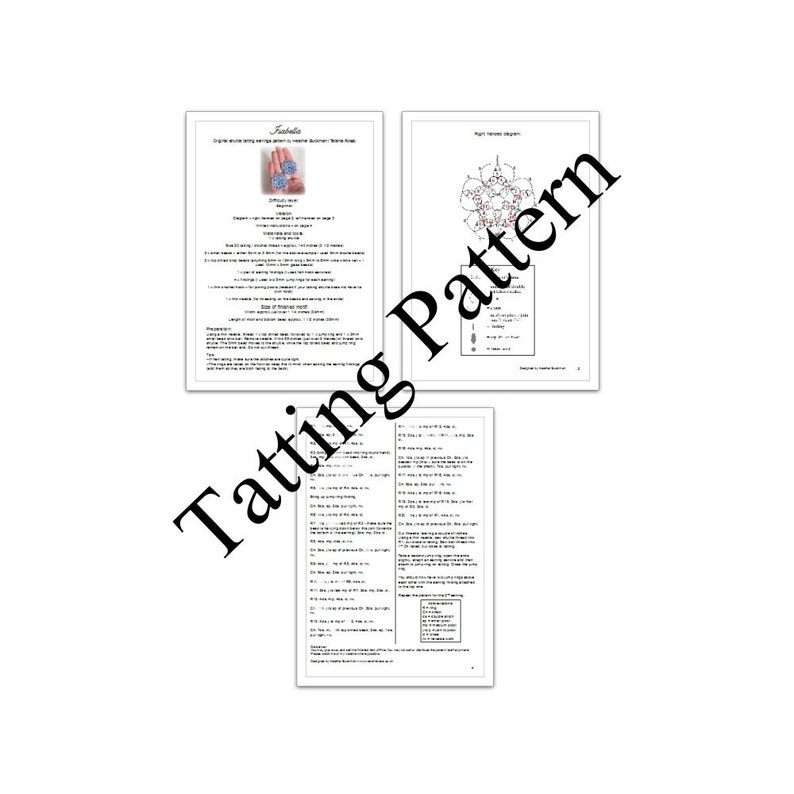 PDF Tatting Pattern Isabella Earrings Beginner Instant Download image 5