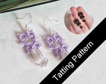 PDF Tatting Pattern Lillian Earrings - Small and Mini Designs - Intermediate - Instant Download