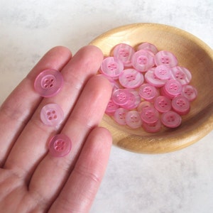 46 Pink Buttons , 4-Hole , 11mm and 15mm Destash image 2