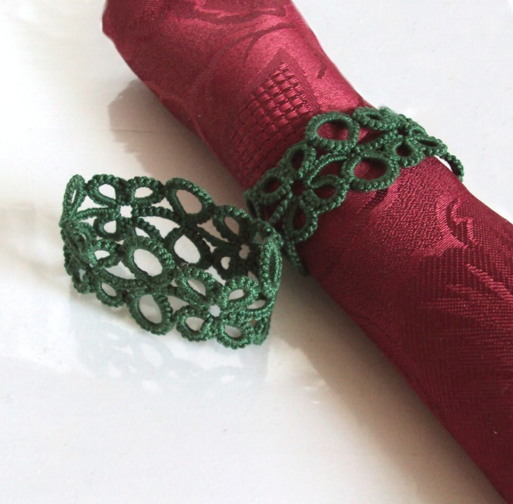 Green Napkin Rings in Tatting Eva Set of Two Etsy
