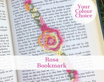 Rose Bookmark in Your Colour Choice, Handmade Tatting Lace - Rosa