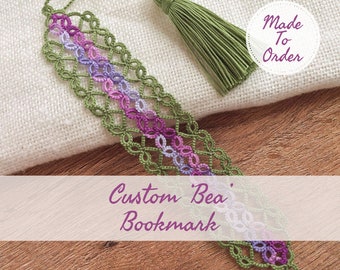 Custom Medieval Filigree Bookmark in Tatting Lace with Tassel - Your Choice of Colour - Bea