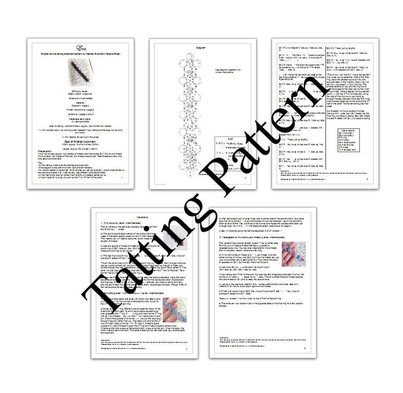 PDF Tatting Pattern Eva Bookmark With Variations Beginner / Intermediate Instant Download image 5