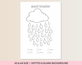 Mood Tracker Printable, Printable Journal Tracker, Bullet Journal Page, Daily Mood Tracker, Feelings Tracker, Emotion Tracker, Monthly Page