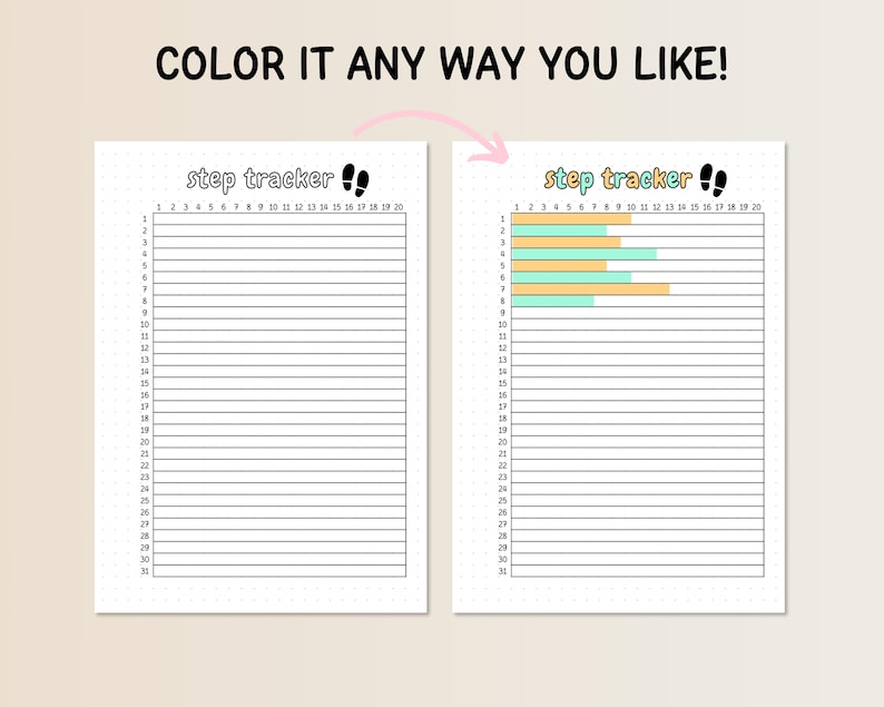 Step Tracker Printable, Daily Step Log, Fitness Tracker, Printable ...