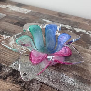 Vintage Murano Glass Multicolour Floral Candleholder
