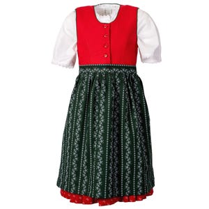 Girls Dirndl with Blouse Cotton Red Green