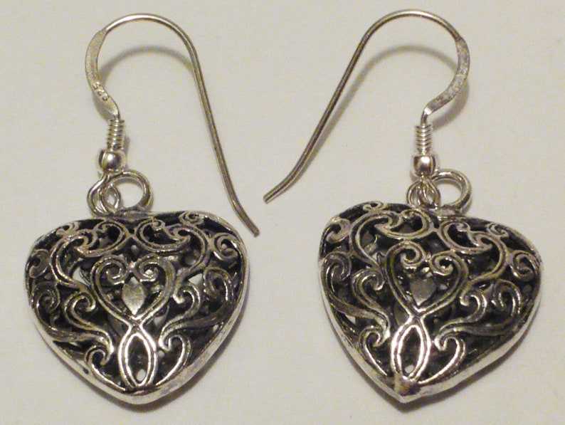Handmade Heart Sterling Silver Earrings