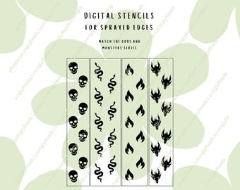 Gods and Monsters Inspired Sprayed Edges Stencils, Book Edges, Sprayed Book Edges - Digital Download - SVG, PDF, PNG