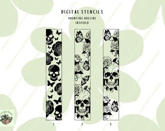Haunting Adeline Sprayed Edges - Skull Stencil - Digital Stencils