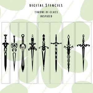 Plantillas de espadas para bordes rociados, bordes de libros, espadas de fantasía - Descarga digital - Archivos SVG, PNG y PDF