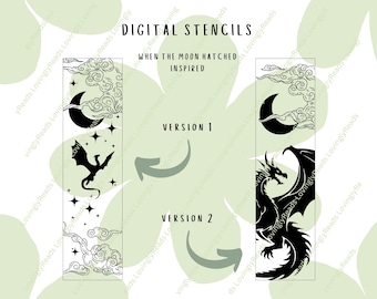When the Moon Hatched Sprayed Edges - Dragon Stencil - Digital Stencil