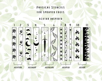 Plantillas con bordes rociados inspiradas en ACOTAR, bordes rociados, bordes de libros - Plantillas de la serie de libros ACOTAR - Plantillas físicas