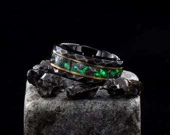 Meteorite Glow Ring for Wedding band, anniversary present for him or her, personalization included and engravable