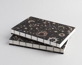 Coptic Stitch Sketchbook: Celestial Design, Lay Flat, 5.5x8.5 size