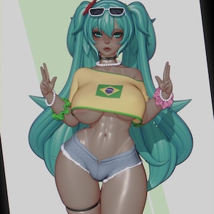 Brasil Hatsune Miku — 3D Printed Statue Fan Art | Garage Kit | Model Kit | Resin Figure Painted Anime