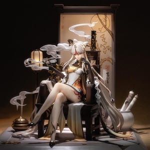 Ningguang Genshin Imapct 3D-geprint standbeeld fanart | Garagekit | Modelbouwpakket | Met hars geschilderde anime