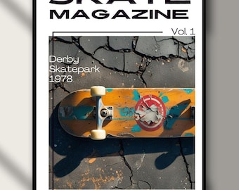 Skateboard Poster Derby Skatepark 1978 – Vintage Skate Mag Cover – Vintage Skateboard Art PDF Download (300dpi, 20 x 30 cm)