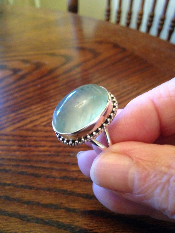 Prehnite Cabochon Sterling Silver Ring