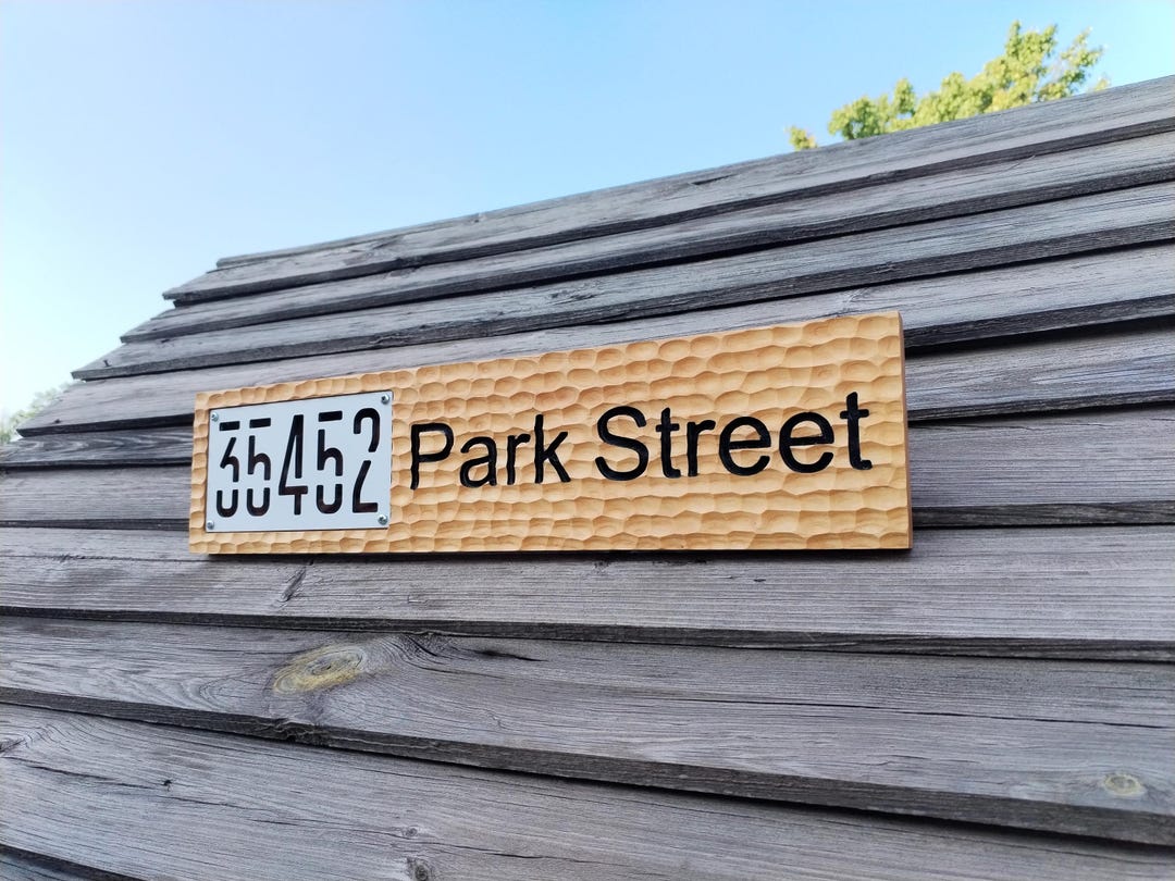 Ash Wood Carved Address Plaque – Custom House Number & Street Name ...