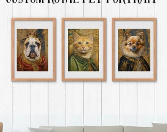 Retrato de mascota renacentista: Arte personalizado de perro o gato real (descarga digital)