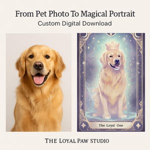 Benutzerdefinierte Haustier Tarot Portrait mystische Hund oder Katze Kunst vom Foto Personalisierte druckbare Wanddekor Einzigartiges okkultes Geschenk für Haustierliebhaber oder -besitzer