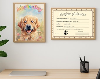 Aangepast Gotcha Day huisdierportret en adoptiecertificaat (digitale download)