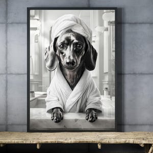 Custom Dog Spa Portrait: Funny Bathroom Pet Wall Art (Digital Download