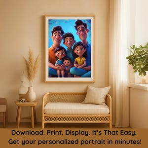 Custom Pixar Style Portrait From Photo Personalized Cartoon Character Drawing Cute 3D Animated Art Gift