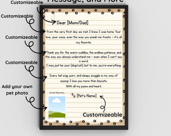 Modello di lettera personalizzato con ritratto di animale domestico: regalo sentito (download digitale)