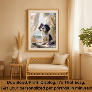 Custom Tropical Pet Portrait: Island Palm Leaf Dog or Cat Art (Digital Print