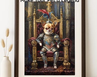 Custom Royal Pet Portrait: Renaissance Dog or Cat Knight (Digital Art)