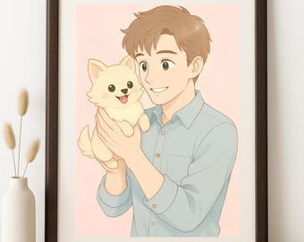 Portret rodzinny w stylu Ghibli, ilustracja anime (do pobrania w wersji cyfrowej)
