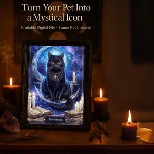 Benutzerdefinierte Haustier Tarot Portrait mystische Hund oder Katze Kunst vom Foto Personalisierte druckbare Wanddekor Einzigartiges okkultes Geschenk für Haustierliebhaber oder -besitzer