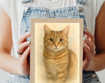 Custom Cat Portrait Digital Download Realistic Pet Memorial Art Personalized Cat Lover Gift Pet Loss Artwork Instant Wall Decor
