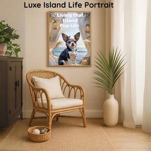 Custom Tropical Pet Portrait: Island Style Dog or Cat Art (Digital Download