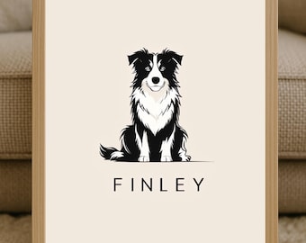 Custom Pet Portrait, Digital Line Art Dog and Cat Print, Minimalist Pet Wall Decor, Personalized Gift for Dog Lovers & Families