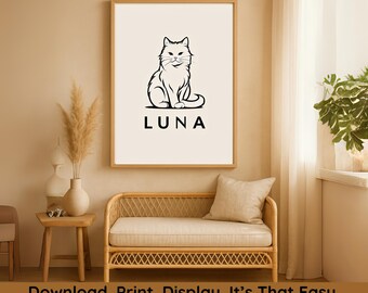 Custom Pet Line Art Portrait, Minimalist Dog Cat Print (Digital Download)