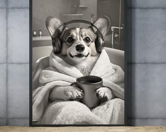 Custom Dog Spa Portrait: Funny Bathroom Pet Wall Art (Digital Download