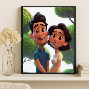 Custom Pixar Style Portrait From Photo Personalized Cartoon Character Drawing Cute 3D Animated Art Gift