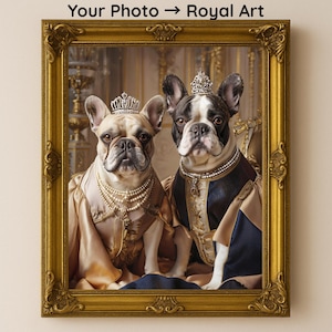 Custom French Bulldog Royal Portrait Funny Dog in Renaissance Outfit Personalized Frenchie Printable Digital Pet Art Gift for Dog Lover