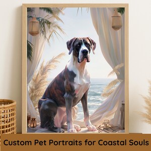 Custom Tropical Pet Portrait: Boho Dog Wall Art (Digital Download