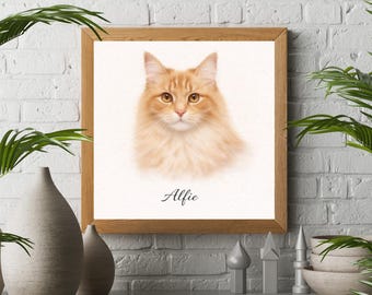 Personalized Cat Portrait, Custom Watercolor Pet Art (Digital Download)