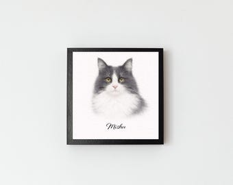 Custom Watercolor Cat Portrait from Photo, Personalized Pet Art (Digital Download)
