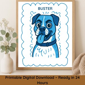 Custom Dog Illustration Wall Art Room Decor Pet Portrait Memorial Gift For Home Wall Decoration Pet Design Cartoon Style Animal Artwork