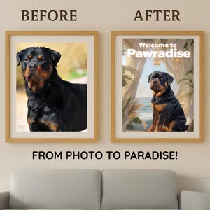 Custom Tropical Pet Portrait: Boho Dog Wall Art (Digital Download